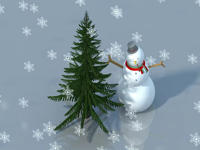 Christmas Themed Pet Cabinet With Snowman Tree And Snowflakes Decoration 3d model