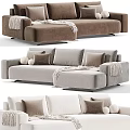 Modern Sectional Sofas In Neutral Tones With Pillows And Soft Throw Blankets 3d model