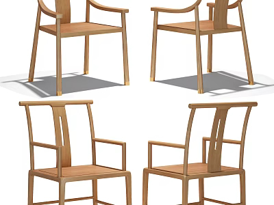 Wooden Leisure Chair With Modern Design Armrests Displayed In Different Angles For Home Use 3d model