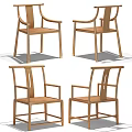 Wooden Leisure Chair With Modern Design Armrests Displayed In Different Angles For Home Use