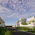 Modern Industrial Factory Building with Green Vertical Gardens Multi Storey Design and Landscaped Surroundings