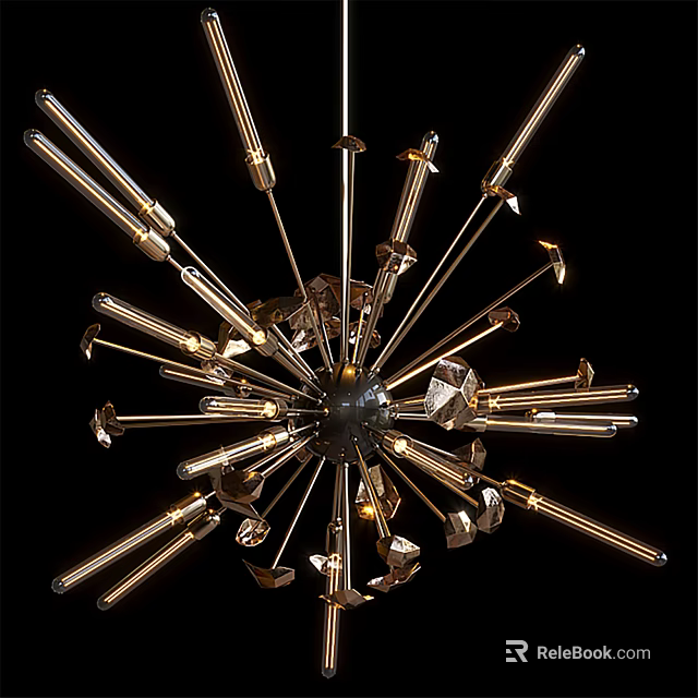 Modern Chandelier With Gold Metal Arms And Crystal Accents For Luxury Interior Design 3d model 
