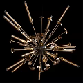 Modern Chandelier With Gold Metal Arms And Crystal Accents For Luxury Interior Design
