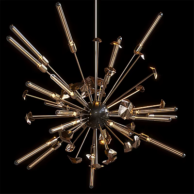 Modern Chandelier With Gold Metal Arms And Crystal Accents For Luxury Interior Design 3d model