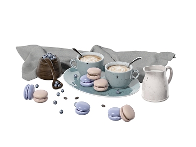 Modern Coffee Dessert Coffee Macarons 3d model