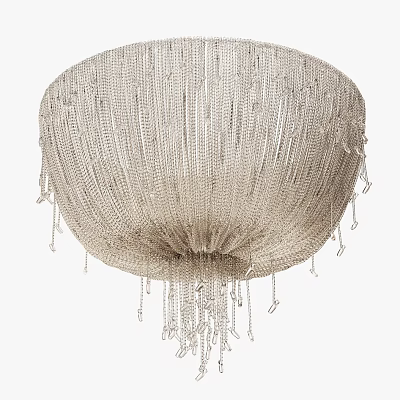 Elegant Decorative Crystal Chandelier with Hanging Chain Tassels and Round Design 3d model