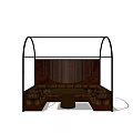 Modern Public Chair With Arched Metal Frame Wooden Slat Back And Padded Seating