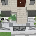 Tranquil Garden Landscape Featuring Bamboo Trees Stone Accents Paved Walkway And White Walls