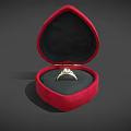 Elegant Gold Diamond Ring in Open Red Heart Shaped Jewelry Box