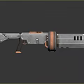 Futuristic Sci Fi Weapon With Metallic Blue Silver Body And Copper Rings Design