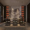 Modern Luxury Club Entrance Space With Water Feature And Stone Decorative Wall