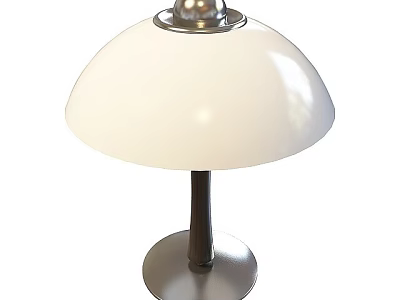 Modern Table Lamp With White Dome Shade Silver Top And Dark Metal Base 3d model