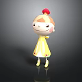 Cute Smiling Cartoon Character With Red Hair Accessory Yellow Dress And Yellow Shoes