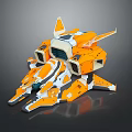 Orange And White Sci Fi Mechanical Model With Futuristic Streamlined Structure And Components 3d model
