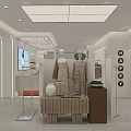 Modern Shopping Mall Store Interior With Bright Space White Walls Recessed Lighting And Display Racks