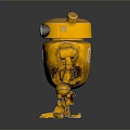 Yellow Vintage Robot With Large Round Eyes Metallic Body And Mechanical Limbs On Reflective Surface