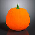 Fresh Orange Pumpkin With Green Stem And Smooth Surface On Black Reflective Background