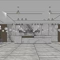 Modern Spacious Office Reception Desk With White Counter Marble Wall And Wooden Panels