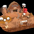 Rustic Farm Themed Photo Spot With Windmill Barn Sheep And Hay Bales