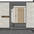 Modern Elevator Lobby Interior With Glass Door Light Marble Walls Patterned Floor And Ceiling Design 3d model