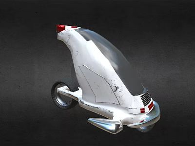 Futuristic White Single Wheel Electric Scooter With Streamlined Body Red Taillights 3d model