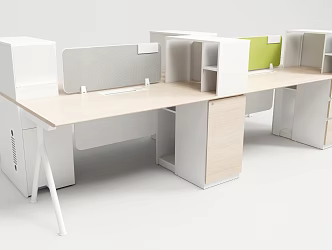 Modern Desk Straight-line Staff Desk 3d model