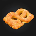 Freshly Baked Golden Pretzel With Salted Crust And Twisted Shape