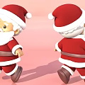 Santa Claus Sculpture Wearing Red Hats In Red Suits Holding Gift Boxes With Pink Background