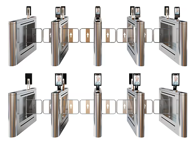 Public Facility Modern Stainless Steel Turnstile Automatic Access Control Barrier 3d model