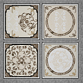 European-style floor tile mosaic floor tile 3d model