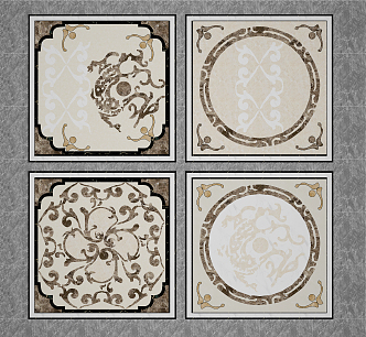 European-style floor tile mosaic floor tile 3d model