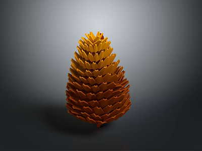 Orange Yellow Pine Cone Plant Structure With Layered Design On Gray Background 3d model