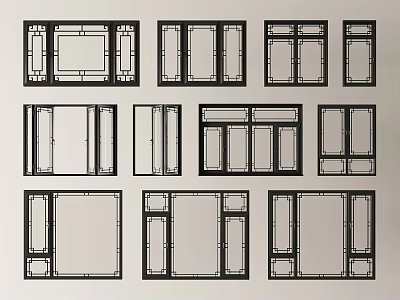 Chinese-style window new Chinese-style window antique window casement window bay window floor-to-ceiling window 3d model