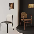 Vintage Rattan Chairs With Decorative Wall Art In Modern Interior Space