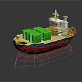 Container Ship With Green Containers Red Black Hull And White Superstructure 3d model