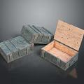 Vintage Wooden Storage Boxes With Metal Straps Rivets And Open Top Design