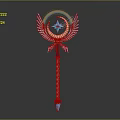 Mythical Decorative Scepter With Blue Moon Star And Golden Wings On Spiral Shaft