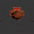 Red Chinese Traditional Architecture Styled Spacecraft With Multi Layered Pavilion Design For Cosmic Exploration