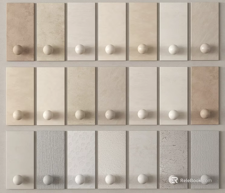 Decorative Panels With Various Colors Textures And Round Knobs For Home Decoration 3d model