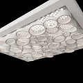 Modern Ceiling Design With Circular Patterns White Finish Layered Structure And Lighting Elements 3d model