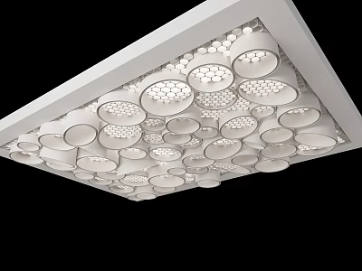 Modern Ceiling Design With Circular Patterns White Finish Layered Structure And Lighting Elements 3d model