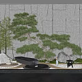 Karesansui Japanese Rock Garden Design With Pine Tree Stones And Gravel