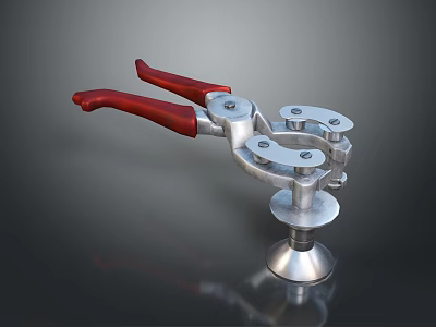 Modern Silver Metal Lighting Fixture Combination With Red Accents And Decorative Pendant Design 3d model