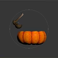 Warm Pumpkin Soup In Pumpkin Shaped Bowl With Seeds And Floating Wooden Spoon