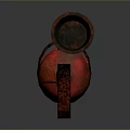 Old Red Rusted Fire Extinguisher With Vintage Design And Rusty Surface