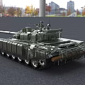 Military Armored Tank With Cannon Turret And Tracked Wheels In Modern Design