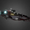 Futuristic Red And White Spaceship With Detailed Structure Engine Modules And Illuminated Accents