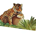 Majestic Jaguar Resting On Rock Surrounded By Green Foliage And Plants