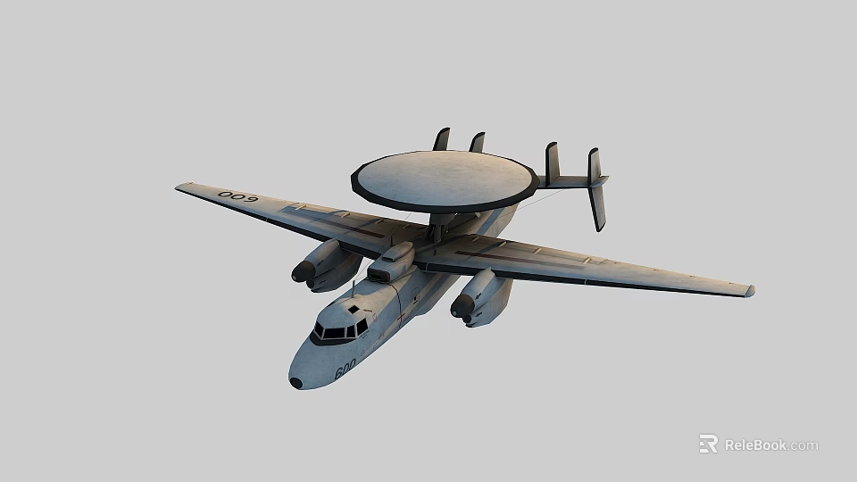 Military Fighter Jet With Circular Radar Dome And Extended Wings Design 3d model 