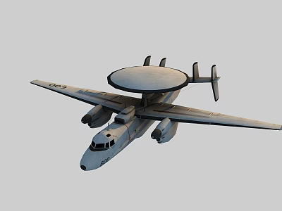 Military Fighter Jet With Circular Radar Dome And Extended Wings Design 3d model